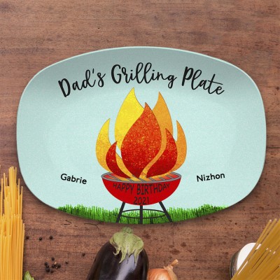 Personalized Barbecue Platter With Kids Name Daddy's Grilling Plate For Father's Day