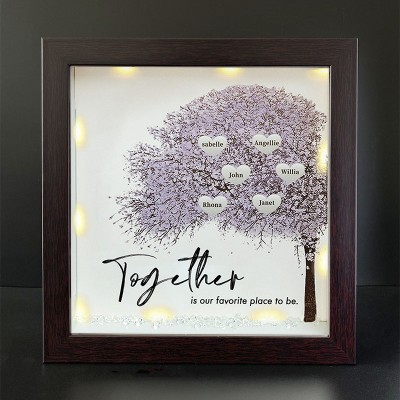 Together is Our Favorite Place to be Personalized Family Tree Name Red Oak Frame Home Decor