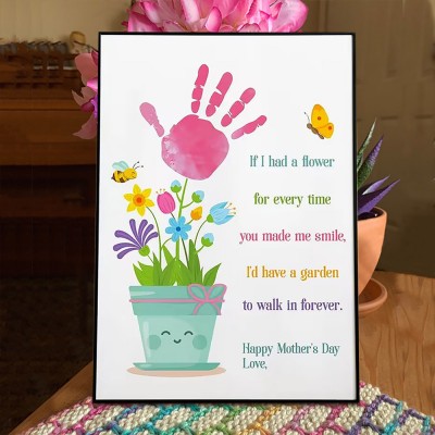 Personalised Mother's Day Garden Printable Kids' DIY Handprint Keepsake From Kids