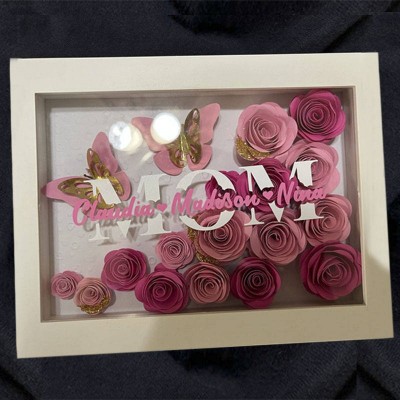 Personalised Mum Flower Shadow Box With Name For Mother's Day