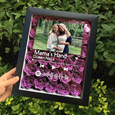 Personalised Spotify Flower Shadow Box With Best Friends Photo For Anniversary Galentine's Day