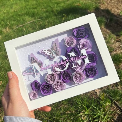 Personalised Mum Flower Shadow Box With Name For Mother's Day
