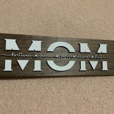 Custom Mum Wood Sign With Name Engraving For Birthday Mother's Day