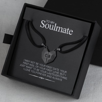 2 Pieces Personalised Magnetic Interattraction Heart-Shaped Name Necklace Valentine's Day To My Soulmate
