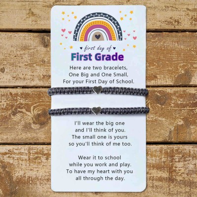 First Day of First Grade Back to School Bracelet Mummy and Me Anxiety Separation Wish For Kid Set of 2