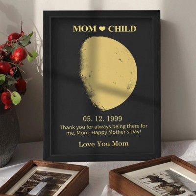 Custom Moon Phase Photo Wood Sign Warm Gift For Mother's Day