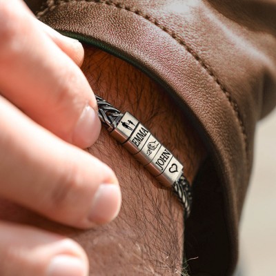 Personalised Men's Bracelet With Custom Beads Gift For Dad Husband Boyfriend