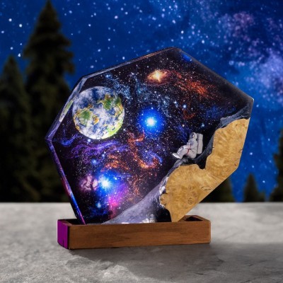 Astronaut Resin Wood Art Lamp Interstellar Resin Night Light Christmas Gift
