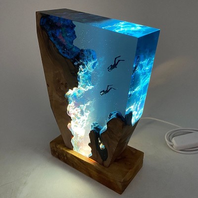 Epoxy Scuba Diving Deep Sea Exploration Resin Night Light Christmas Gift