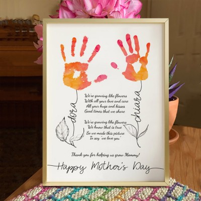 Personalised Mother's Day Flower DIY Handprint Art Craft Sign Gift From Kids For Mum Grandma