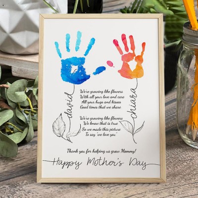 Personalised Mother's Day Flower DIY Handprint Art Craft Sign Gift From Kids For Mum Grandma