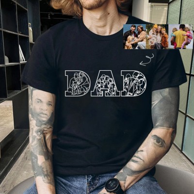 Personalised Photo Embroidered Black Shirt For Dad Father's Day Gift Ideas