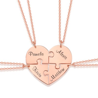 18K Rose Gold Plating Personalized Heart Shape 1-7 Pieces Name Necklace For Family