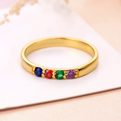 S925 Sterling Silver Birthstone Ring | Mothers Ring  | Personalised Birthstone Ring | Couples Ring