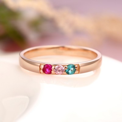S925 Sterling Silver Birthstone Ring | Mothers Ring  | Personalised Birthstone Ring | Couples Ring