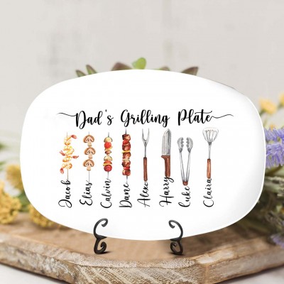 Personalised BBQ Daddy's Grilling Plate With Kids Name For Father's Day