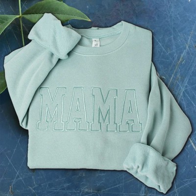 Custom Embroidered Mama Sweatshirt Hoodie with Kids Names For Mother's Day Gift Ideas