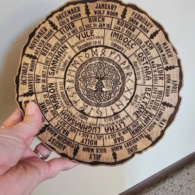 Wheel Of The Year Tree of Life Wooden Calendar Sign