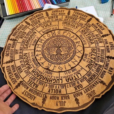 Wheel Of The Year Tree of Life Wooden Calendar Sign