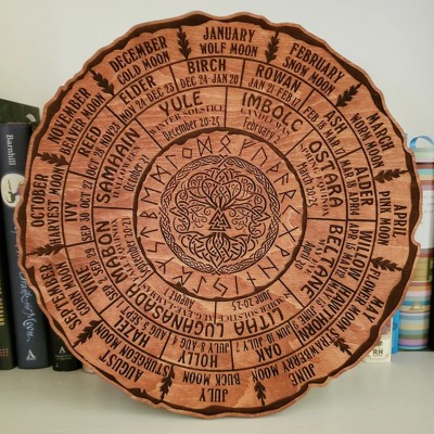 Wheel Of The Year Tree of Life Wooden Calendar Sign