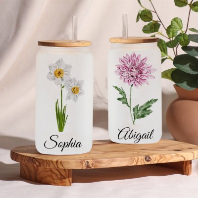 Personalised Birth Month Flower Tumbler For Her and Bridesmaid Bachelorette Party Gift