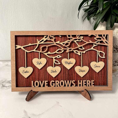 Family Tree Wood Frame Name Engraved Sign Personalised Home Decor Christmas Gift