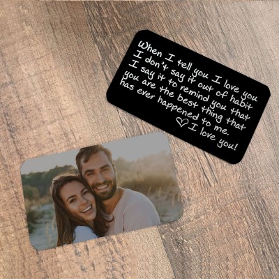 Personalised Metal Wallet Photo Card Love Note Anniversary Valentine's Day