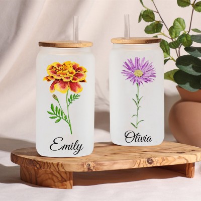 Personalised Birth Month Flower Tumbler For Her and Bridesmaid Bachelorette Party Gift