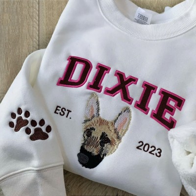 Personalised Embroidered Dog Photo Sweatshirt Hoodie For Pet Lover Keepsake Gifts