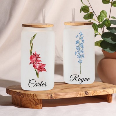Personalised Birth Month Flower Tumbler For Her and Bridesmaid Bachelorette Party Gift