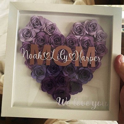 Personalised Mum Flower Shadow Box With Name For Mother's Day
