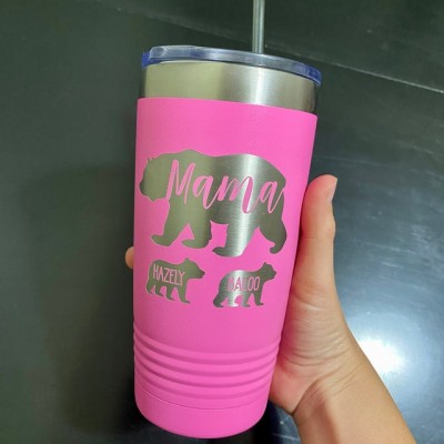 Personalised Mum Tumbler Mama Bear and Cubs For Mother's Day Christmas Birthday