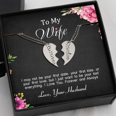 To My Wife Necklace Personalised Couple Name Necklace Valentine's Day
