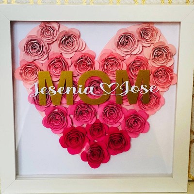 Personalised Mum Flower Shadow Box With Name For Mother's Day