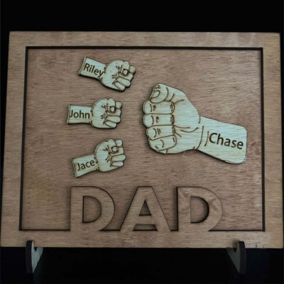 Personalized Dad and Kids Fist Bump With Name Frame Sign For Father's Day