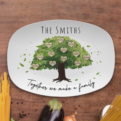 Personalised Family Tree Platter With Names For Mum Grandma Grandpa