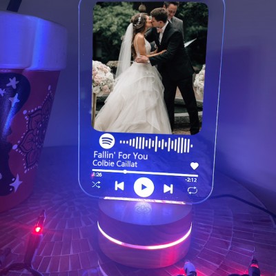 Personalised Photo Music Song Plaque Night Light Home Decor Valentine's Day Anniversary Gift Ideas