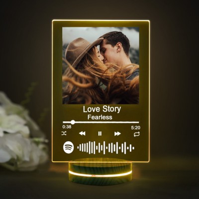 Personalised Photo Music Song Plaque Night Light Home Decor Valentine's Day Anniversary Couple Wedding Gift Ideas