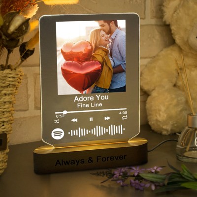Personalised Photo Music Song Plaque Night Light Home Decor Valentine's Day Anniversary Couple Wedding Gift Ideas
