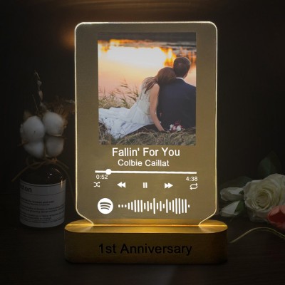 Personalised Photo Music Song Plaque Night Light Home Decor Valentine's Day Anniversary Couple Wedding Gift Ideas