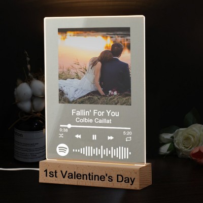 Personalised Photo Music Song Plaque Night Light Home Decor Valentine's Day Anniversary Couple Wedding Gift Ideas
