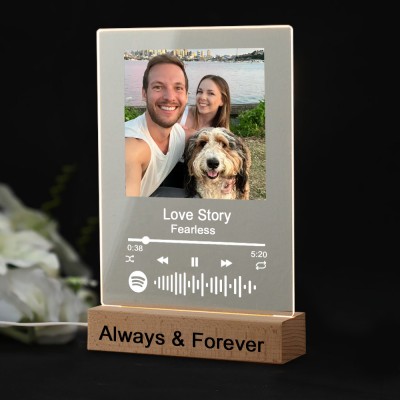 Personalised Photo Music Song Plaque Night Light Home Decor Valentine's Day Anniversary Couple Wedding Gift Ideas