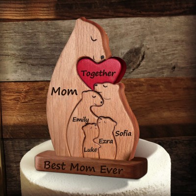 Custom Wooden Bear Family Puzzle Keepsake Home Decor For Mother's Day Gift Ideas