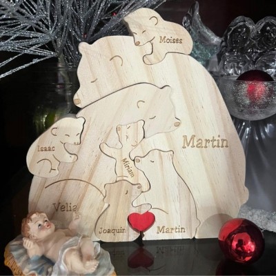 Custom Wood Bear Family Puzzle Keepsake Home Decor For Mother's Day Gift