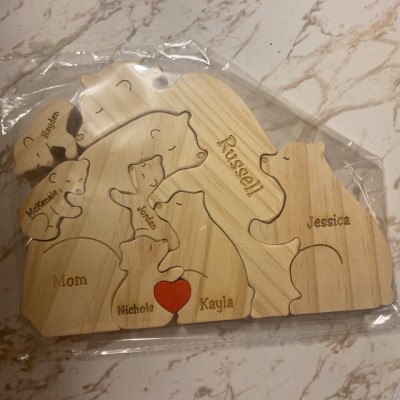Custom Wood Bear Family Puzzle Keepsake Home Decor For Mother's Day Gift