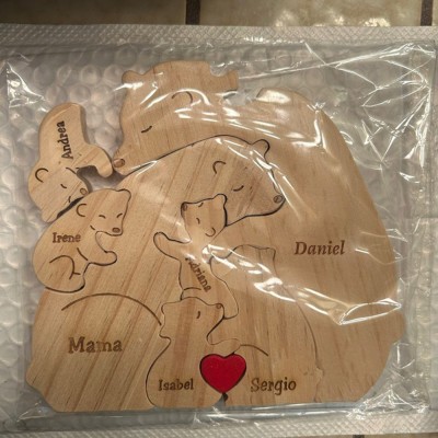 Custom Wood Bear Family Puzzle Keepsake Home Decor For Mother's Day Gift