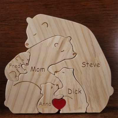 Custom Wood Bear Family Puzzle Keepsake Home Decor For Mother's Day Gift