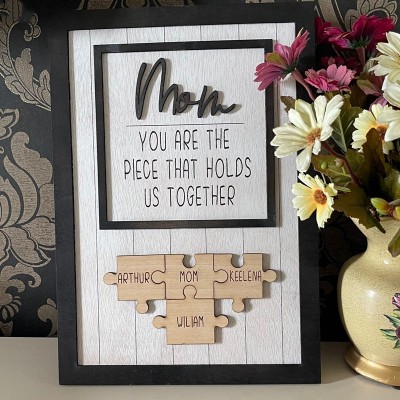 Personalised Mothers Day Gift Mum You Are The Piece That Holds Us Together Puzzles Pieces Name Sign Wall Decor