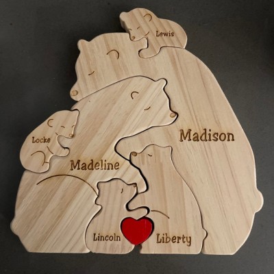 Custom Wood Bear Family Puzzle Keepsake Home Decor For Mother's Day Gift