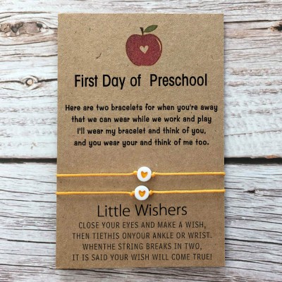 First Day of Preschool Back to School Bracelet Mother Daughter Son Separation Anxiety Comfort Gifts